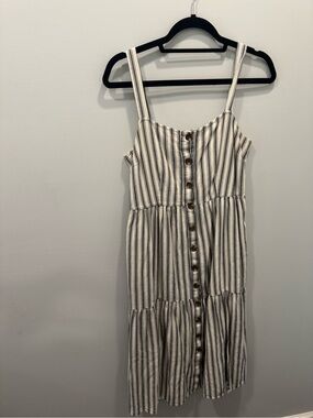 M& S collection Striped Button-Front Summer Midi Dress